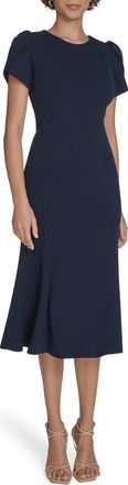 Calvin Klein Tulip Sleeve Crepe A-Line Midi Dress in Indigo at Nordstrom Rack, Size 2