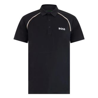 HUGO BOSS Tops, Heren, Zwart, L, Polyester, Polo met korte mouwen