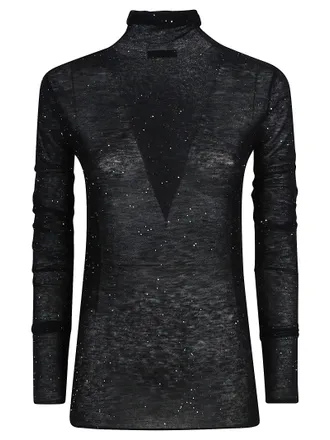 Pinko Moss Long-Sleeved Wool-Blend Turtleneck Sweater
