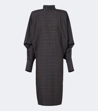 MUGLER Checked draped midi dress