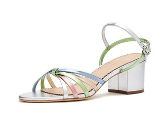 Cinq &agrave; Sept Nicole Strappy Metallic Block Heel Sandals Womens Sandals Metallic : 10.5 M, Leather
