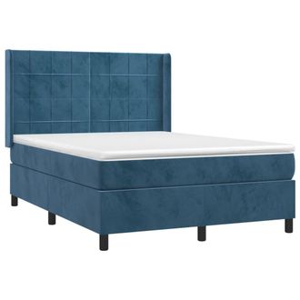 vidaXL Vidaxl - Giroletto A Molle Con Materasso Blu Scuro 140x200 Cm In Velluto