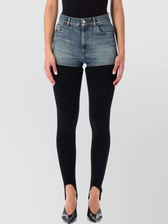 Coperni ribbed hybrid denim knit leggings