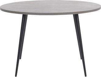 Beliani Tavolo da Pranzo Tondo con Piano Effetto Cemento Gambe in Metallo Nero 120 cm Odeon