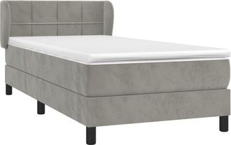 vidaXL Cama Box Spring Con Colch&oacute;n Terciopelo Gris Claro 80x200 Cm Vidaxl