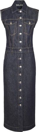 Sportmax Farfalla Jurk - Dames - Casual kleedjes - Blauw - S - Katoen - Kleedjes