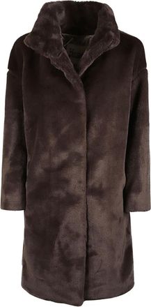 Herno Cappotto lungo in pelliccia sintetica soft - - Jackets - Donna - Marrone - S