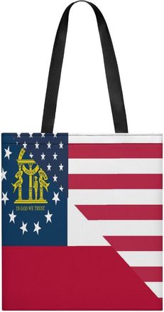 Generic U.S. And Georgia State Flag Womens Tote Casual Shopping Bag Lightweight Shoulder Bags Hobos Handbag for Work Travel Daily 35x40cm