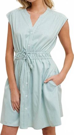 Wishlist Natasha Striped Mini Shirt Dress In Green