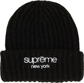 SUPREME Classic Logo Chunky Ribbed Beanie Black FW24BN65-BLACK