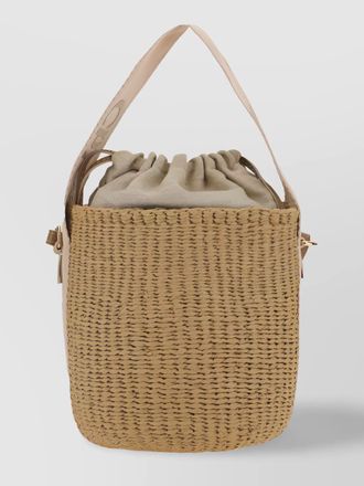 Chlo&eacute; woody small raffia bucket bag