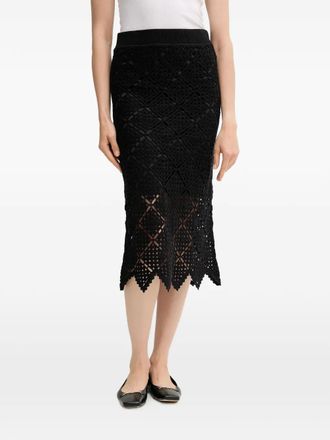 DKNY elasticated-waistband mid skirt - Black