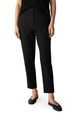 Eileen Fisher High Waist Slim Fit Ankle Pants in Black at Nordstrom, Size X-Large