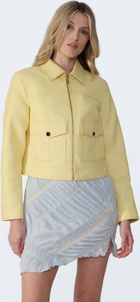 FURNIQ Flora Leather Jacket in Butter Yellow at Nordstrom, Size Xx-Large