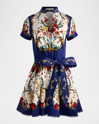 Alice & Olivia Gilded Rose Lucy Short-Sleeve Mini Shirtdress