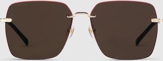 Gucci Specialized Fit Square Sunglasses, Gold