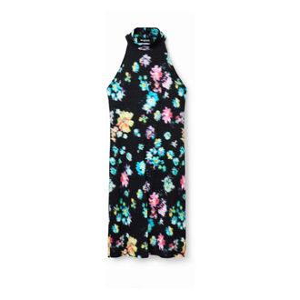 Desigual Bloemenprint Mouwloze Jurk - Zwart - Dames - Korte kleedjes - Veelkleurig - S - Kleedjes