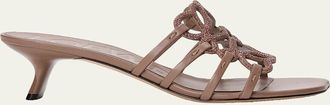 Loewe 45mm Petal Anagram Embellished Leather Mule Sandals