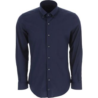 Fay Formal Shirt - Heren - Zakelijke Overhemden - Blauw - M - Katoen - Overhemden