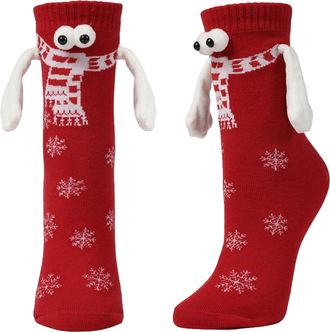 Generic Christmas Socks Magnetic Holding Hands Couple Socks Funny Xmas Gifts for Men Women Red