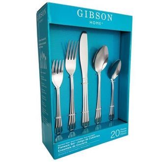 Gibson Montiero 20-Piece Flatware Set in Metallic Silver at Nordstrom