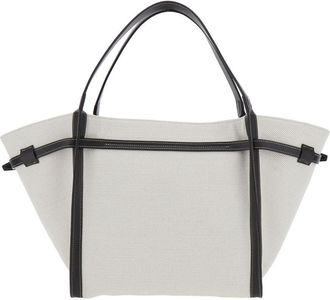 Tod's Womens Tote Bag White Cotton-Linen