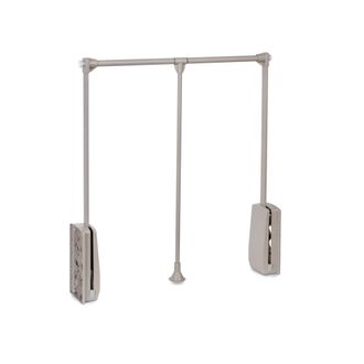 Emuca Colgador Abatible Para Armario Hang, Ancho Regulable 450-600mm, Acero Y Pl&aacute;stico, Pintado Color Gris Piedra - Emuca