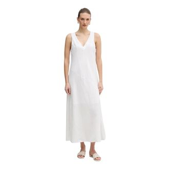 DKNY Dkny - Jurk met V-hals zonder mouwen van linnen - Dames - Jurken - Wit - Maat: XS Linnen