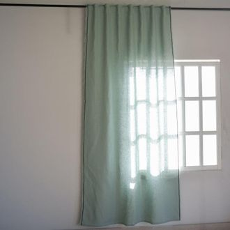 Febronie Cortina con pasadores lino 140x290 verde celad&oacute;n / negro