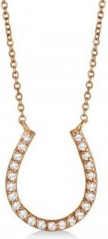 Allurez Pave Set Lab Grown Diamond Horseshoe Pendant Necklace 14k Rose Gold 0.20ct