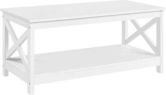 Yaheetech Mesa De Centro De Madera Mesa De Caf&eacute; Con Estante 100x54,5x45cm Mesa De Sal&oacute;n Rectangular Vintage Para Sala De Estar Recepci&oacute;n Negro - Yaheetech