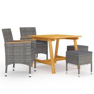 vidaXL Juego De Comedor De Jard&iacute;n De 5 Piezas Gris Vidaxl