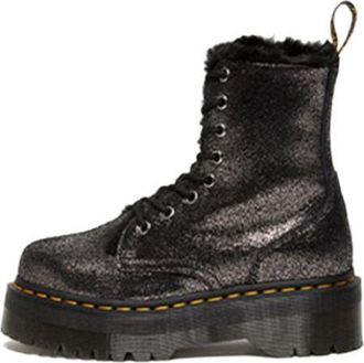 Dr. Martens (WMNS) Dr. Martens Jadon Faux Fur-Lined Metallic Leather Platform Boots Black 27955012