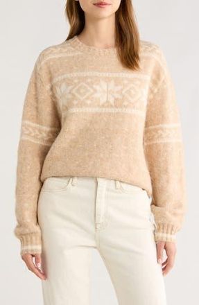 All in Favor Fair Isle Crewneck Sweater in Beige Ivory at Nordstrom Rack, Size X-Large