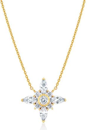 Crislu Brilliant & Marquise Cubic Zirconia Star Pendant Necklace in 18Kt Yellow Gold /Clear Stone at Nordstrom, Size 16 In
