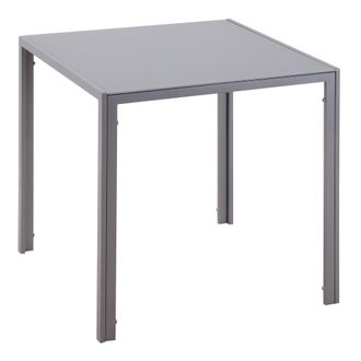 HOMCOM Modern Square Dining Table - Seats 4 - with Glass Top & Metal Legs for Dining Room - Living Room - Grey Tempered - Home Living | TJ Hughes