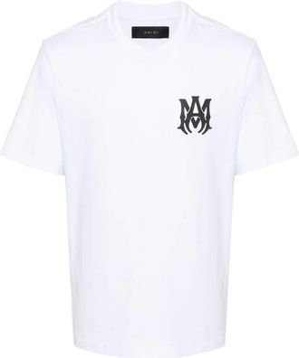 Amiri Tops, Heren, Wit, S, Katoen, Witte Katoenen Jersey Logo T-shirts