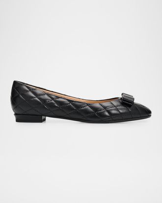 Ferragamo Varina Quilted Leather Ballerina Flats