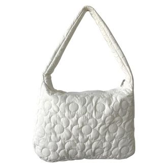 Generic Quilted Women Tote Handbag Large Capacity Pleated Bubble Top-handle Bag Cotton Padded Zipper for Autumn Winter for Lady Girls