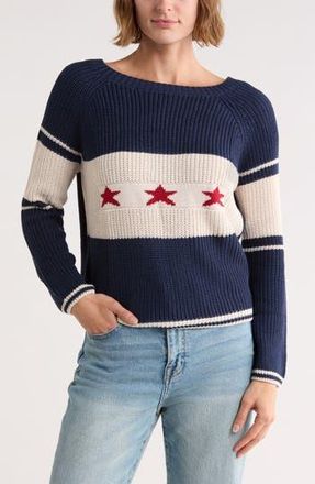 Vigoss Star Flag Sweater in Navy Combo at Nordstrom Rack, Size X-Small
