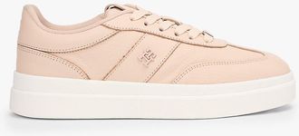 Tommy Hilfiger Womens Pebbled Leather Court Sneaker - Pink - US 6.5 / EU 37