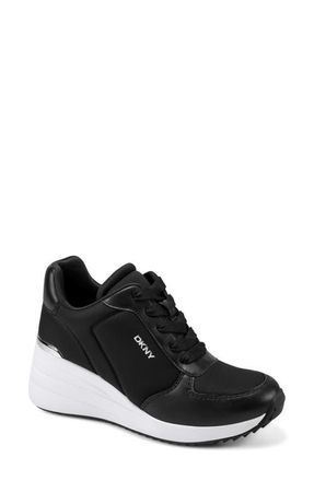 DKNY Kalindi Wedge Sneaker in Black at Nordstrom, Size 6.5