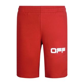 Off-white Mens Tape Sweat Shorts (Red) Cotton - Size Medium