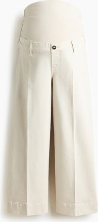 H&M MAMA Wide High Waist Ankle Jeans - Cremefarben