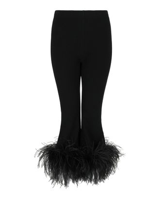 Valentino Feather-Trimmed Knitted Flared Pants