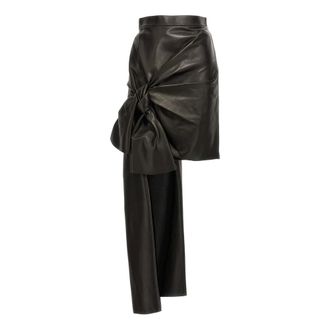 Alexander McQueen Rokken, Dames, Zwart, S, Leer, Maxi Strik Lederen Rok