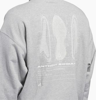 adidas Mens Graphic Hooded Neck Long Sleeve Oversized Sweatshirt - Grey - Size: 38