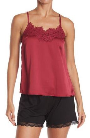 Just One Lace Trim Woven Camisole in Burgundy at Nordstrom Rack, Size Large