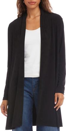 Karen Kane Travel Jersey Open Front Side Zip Cardigan in Black at Nordstrom, Size X-Small