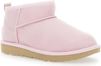 UGG Girls Classic Ultra Mini Pink Ankle Boots Leather